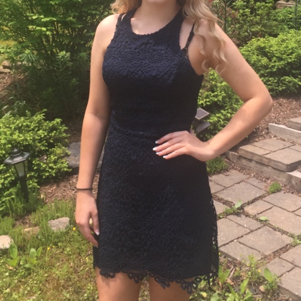 đź‘‹Hollister Navy Mini Dress size M - Picture 1 of 8